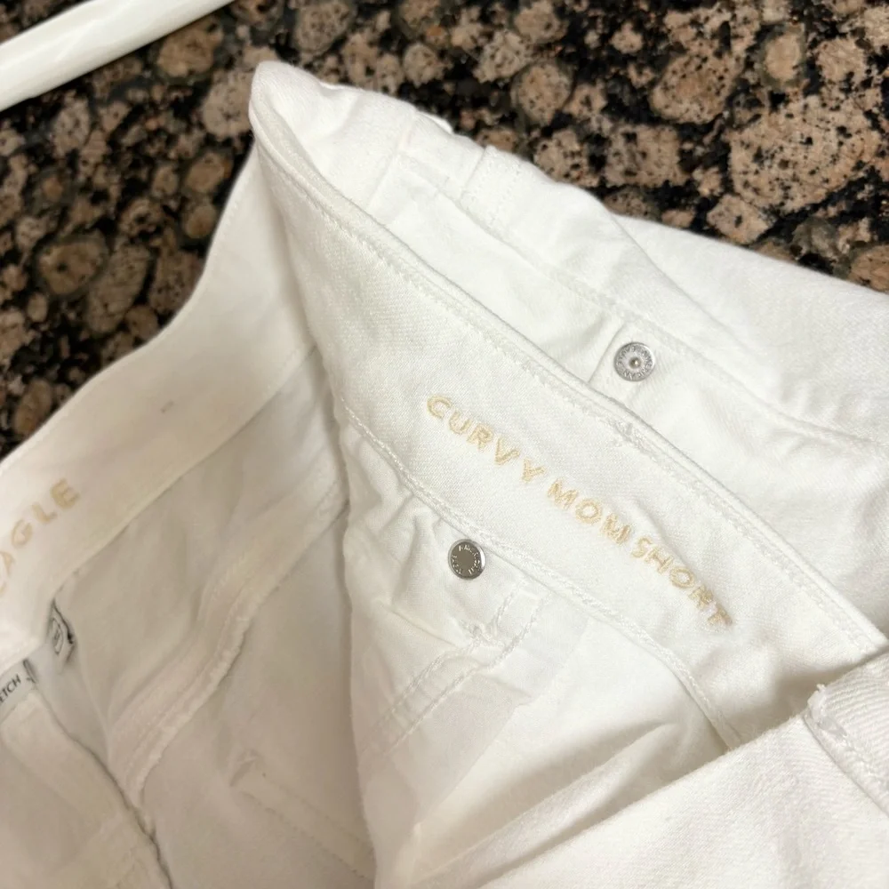 American Eagle Curvy White Mom Short Size 18 Jean Denim Shorts Stretch - Picture 6 of 8